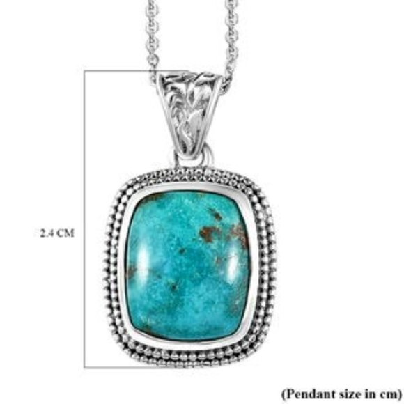 Sierra Nevada Turquoise Solitaire Pendant Necklace 20 Inches in SS NWT - Picture 9 of 14